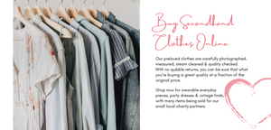 Buy Secondhand Clothes online.  Our preloved items are carefully curated, steam cleaned, quality checked and photographed to make sure they arrive as well cared for as possible.  We have a no quibble returns policy and we use paper or recycled packaging.