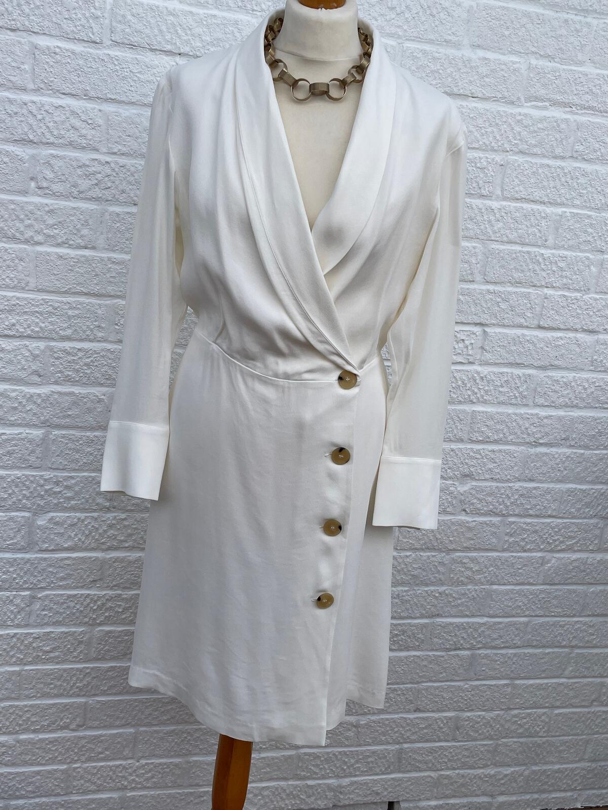Massimo Dutti BNWT New Ivory Button Up Wrap Dress Size UK 12
