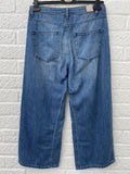 Calik Blue Cropped Wide Leg Triple Seamed Jeans Size UK 10