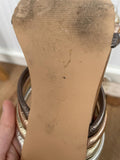 By Moda (Moda In Pelle) Metallic Strappy Block Heel Sandals Size UK 6