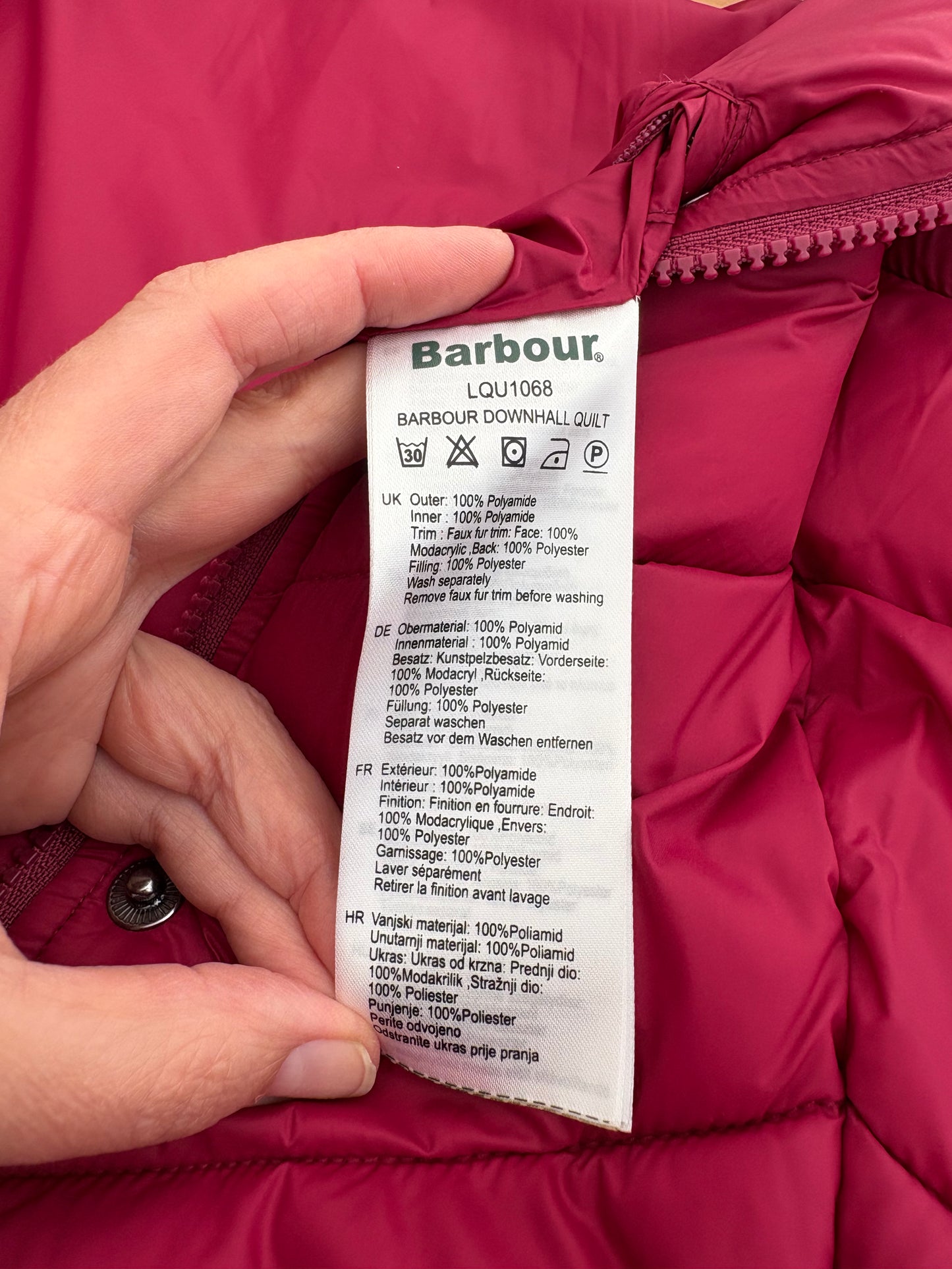 Barbour Downhall Quilted Jacket Size 18