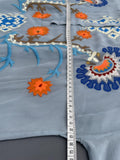 Vineet Bahl Anthropologie Blue Floral Embroidered Oversized Top Size Medium