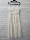 Zara New Ivory Midi Length Textured Dress Size Medium