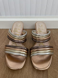 By Moda (Moda In Pelle) Metallic Strappy Block Heel Sandals Size UK 6