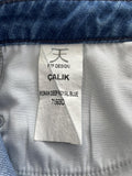 Calik Blue Cropped Wide Leg Triple Seamed Jeans Size UK 10