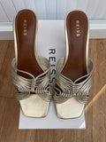 Reiss Harriet Mule Gold Heeled Shoes Size UK 4 EUR 37