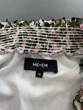 ME+EM Brush Stroke Floral Print Georgette Maxi Dress Khaki/Pink Size UK 16