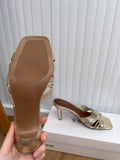 Reiss Harriet Mule Gold Heeled Shoes Size UK 4 EUR 37