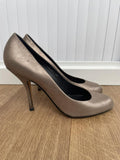 Gina London Gold Leather Round Toe High Heel Court Shoes Size UK 7.5