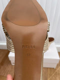 Reiss Harriet Mule Gold Heeled Shoes Size UK 4 EUR 37