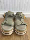 Carmela Sage Green Platform Leather Sandals Size UK 6
