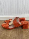 Moda In Pelle Orange Suede Block Heel Sandals Size UK 6