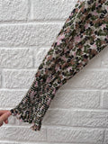 ME+EM Brush Stroke Floral Print Georgette Maxi Dress Khaki/Pink Size UK 16