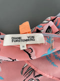 Diane Von Furstenberg Pink Silk Wrap Dress Size UK 18
