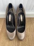 Gina London Gold Leather Round Toe High Heel Court Shoes Size UK 7.5