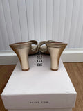 Reiss Harriet Mule Gold Heeled Shoes Size UK 4 EUR 37