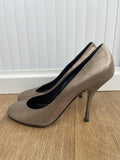Gina London Gold Leather Round Toe High Heel Court Shoes Size UK 7.5