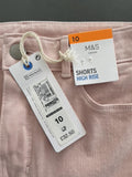 M&S New Pink Stretch Denim Shorts Size UK 10