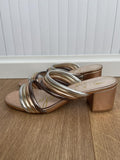 By Moda (Moda In Pelle) Metallic Strappy Block Heel Sandals Size UK 6