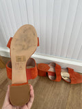 Moda In Pelle Orange Suede Block Heel Sandals Size UK 6