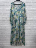 Dea Kudibal Mulberry Silk Blue/ Green Harper Maxi Dress Size Medium