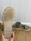 Carmela Sage Green Platform Leather Sandals Size UK 6