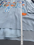 Vineet Bahl Anthropologie Blue Floral Embroidered Oversized Top Size Medium