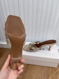 Reiss Harriet Mule Gold Heeled Shoes Size UK 4 EUR 37