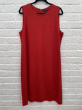 Eileen Fisher Orange/ Red Boiled Wool Sleeveless Shift Dress Size Large