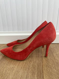Jones London Red/ Orange Suede Pointed Toe Court Shoes Size UK 4 EUR 37