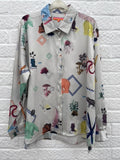 Vilagallo Grey Print Shirt Size 20
