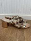 By Moda (Moda In Pelle) Metallic Strappy Block Heel Sandals Size UK 6