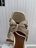 Reiss Harriet Mule Gold Heeled Shoes Size UK 4 EUR 37