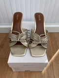 Reiss Harriet Mule Gold Heeled Shoes Size UK 4 EUR 37