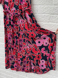 Crew Clothing Navy/ Red/ Pink Floral Shirt Dress Size UK 8