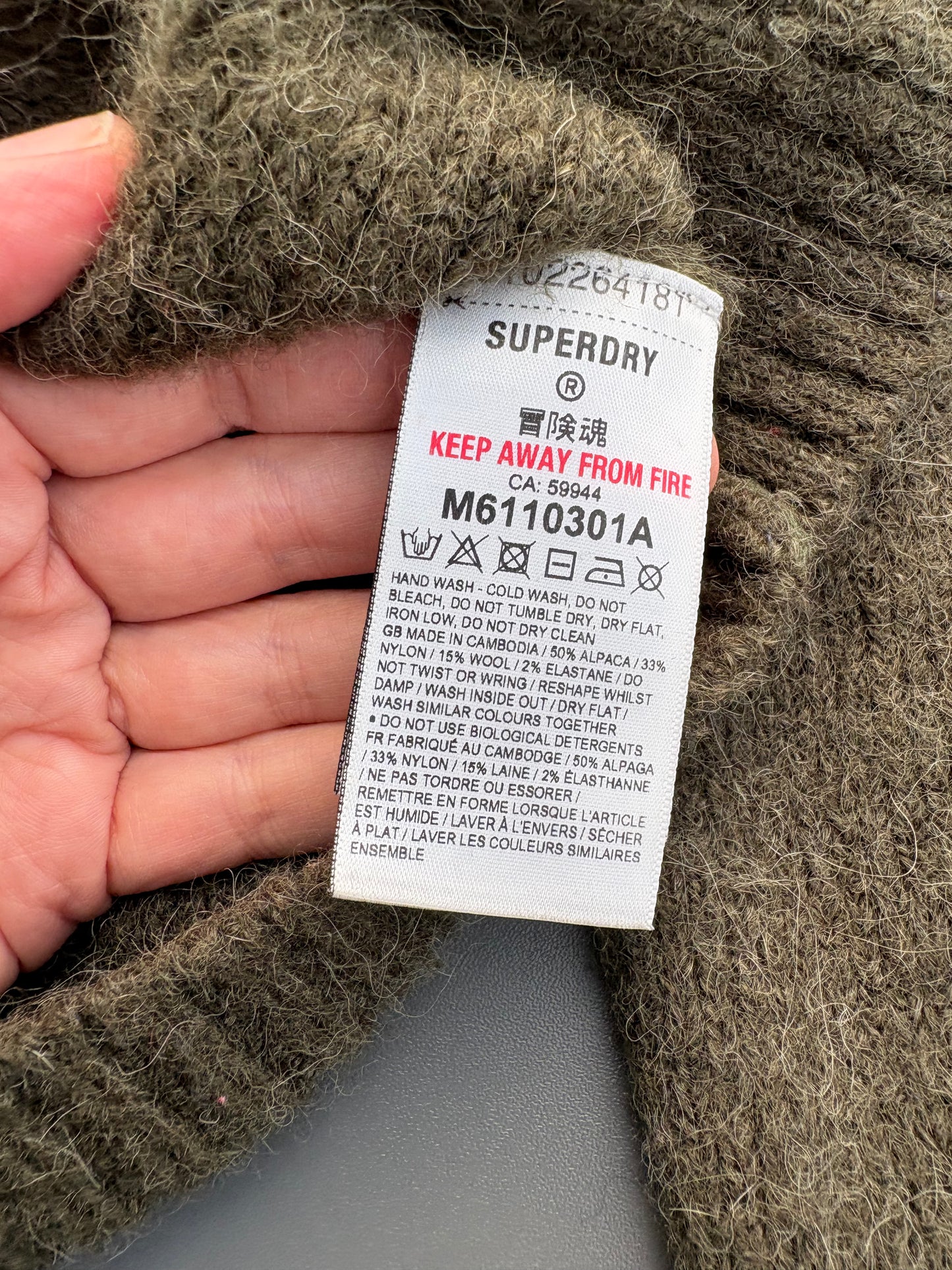 Superdry Alpaca Wool Jumper Size Large