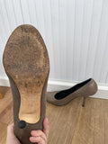 Gina London Gold Leather Round Toe High Heel Court Shoes Size UK 7.5