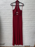 Jovani Deep Red Full Length Halter Neck Evening Dress SIze UK 12