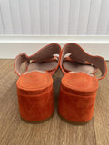 Moda In Pelle Orange Suede Block Heel Sandals Size UK 6