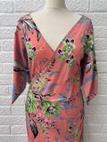 Diane Von Furstenberg Pink Silk Wrap Dress Size UK 18