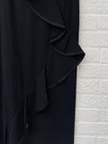 Donna Karan New York Black Stretch Knee Length Ruffle Shift Dress Size UK XL
