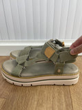 Carmela Sage Green Platform Leather Sandals Size UK 6