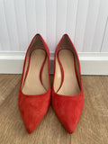 Jones London Red/ Orange Suede Pointed Toe Court Shoes Size UK 4 EUR 37