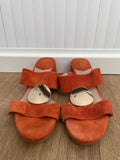 Moda In Pelle Orange Suede Block Heel Sandals Size UK 6