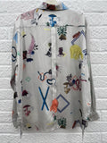 Vilagallo Grey Print Shirt Size 20