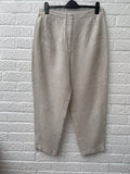 Whistles Barrel Leg Cropped Linen Trousers Size 16