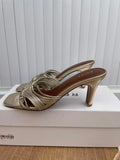 Reiss Harriet Mule Gold Heeled Shoes Size UK 4 EUR 37