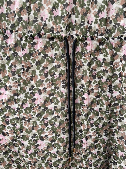ME+EM Brush Stroke Floral Print Georgette Maxi Dress Khaki/Pink Size UK 16