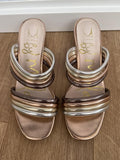 By Moda (Moda In Pelle) Metallic Strappy Block Heel Sandals Size UK 6