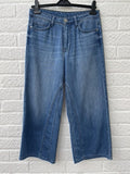 Calik Blue Cropped Wide Leg Triple Seamed Jeans Size UK 10